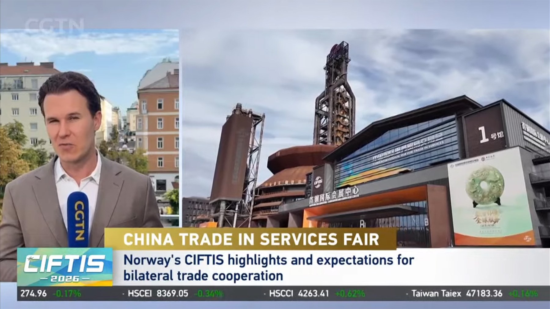 Live-Schaltung für CGTN Europe - 2026 China International Fair for Trade in Services (CIFTIS) in Norwegen